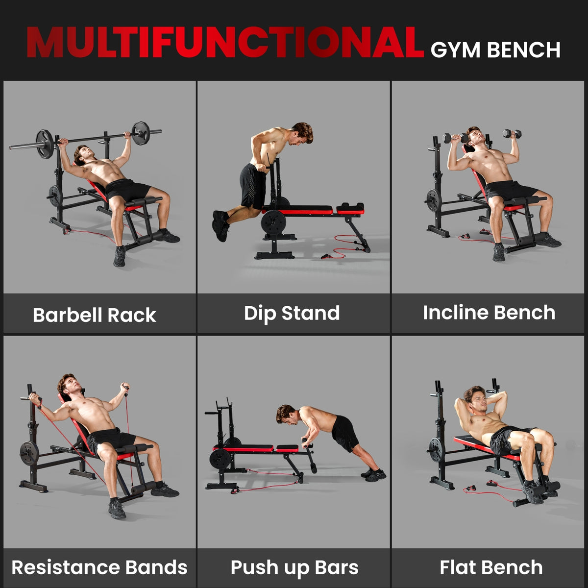 Banc de musculation réglable avec support de développé couché