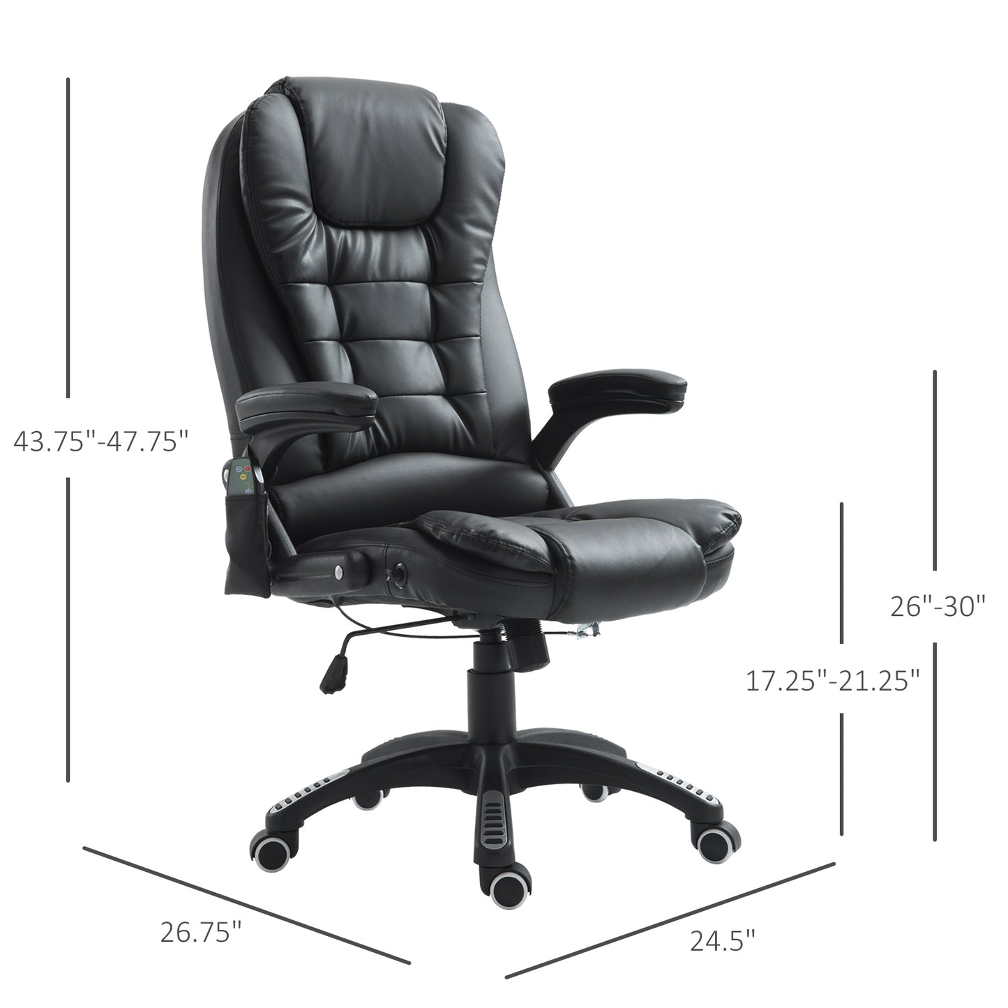 Chaise de bureau massante chauffante dossier haut inclinable