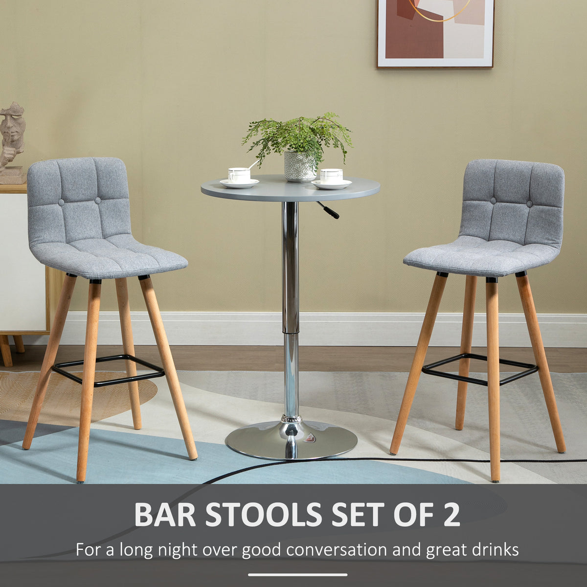 Tabourets de bar rembourrés set de 2, 96 cm