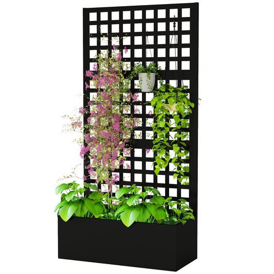 Outsunny Galvanized Raised Garden Bed with Trellis - 110x41x178cm