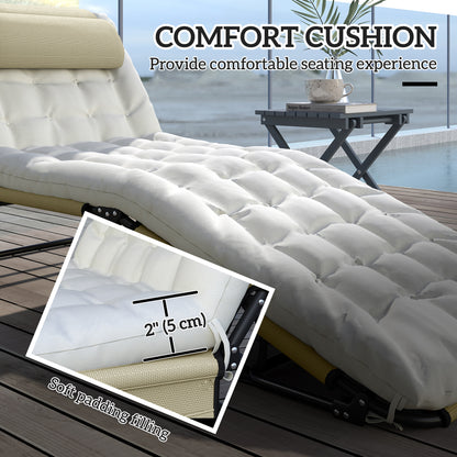 Chaise longue pliante 4 positions avec coussin