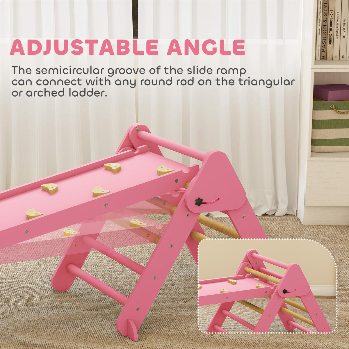 Ensemble triangle de Pikler 7-en-1 pliable en bois