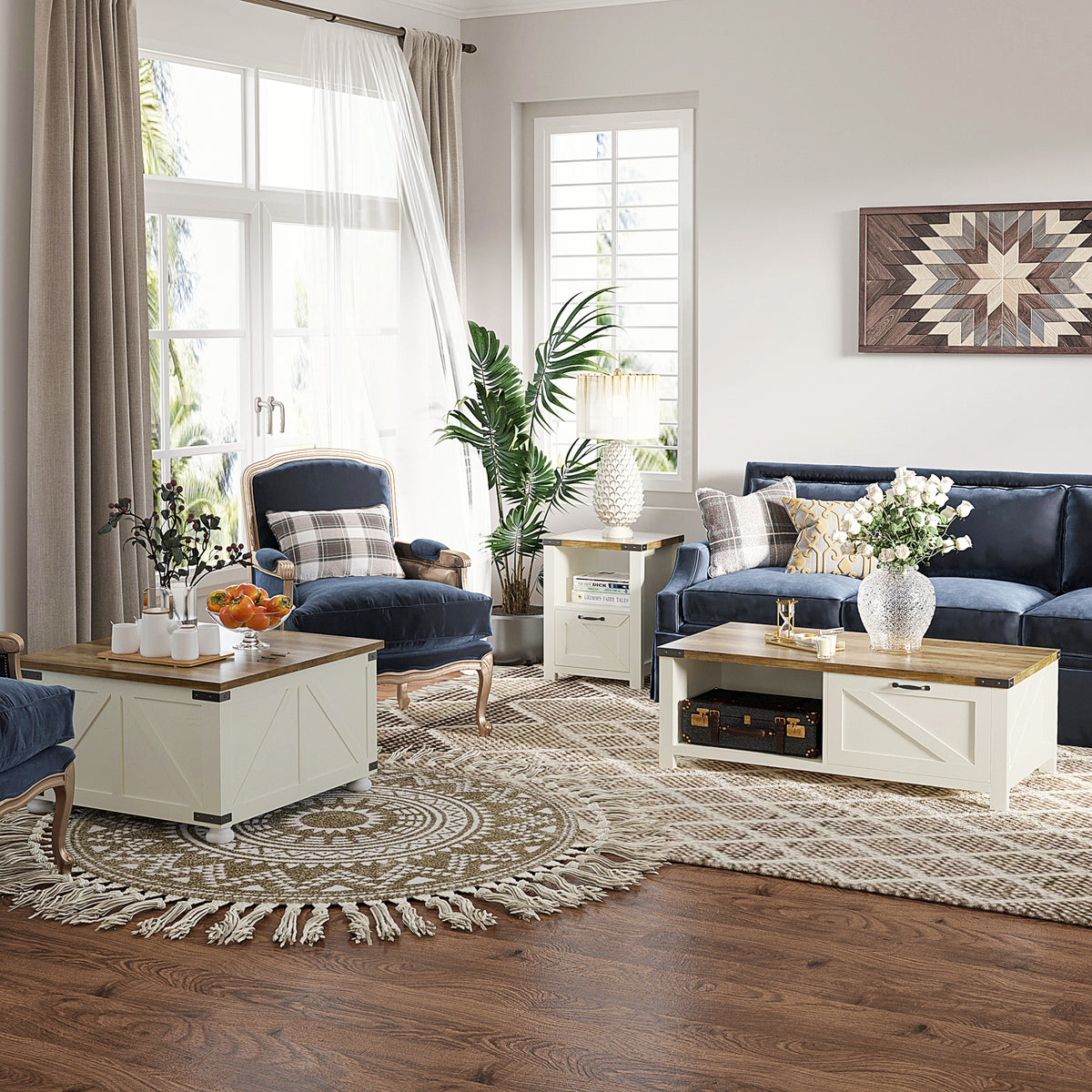 Table basse rustique avec rangement caché