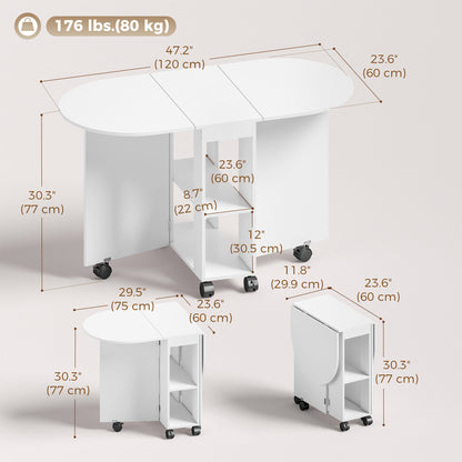Table à manger pliante avec rangement pour petits espaces 120 cm