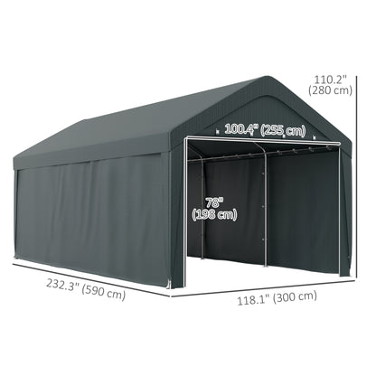 Abri d'auto portatif 3 x 6 m avec portes enroulables