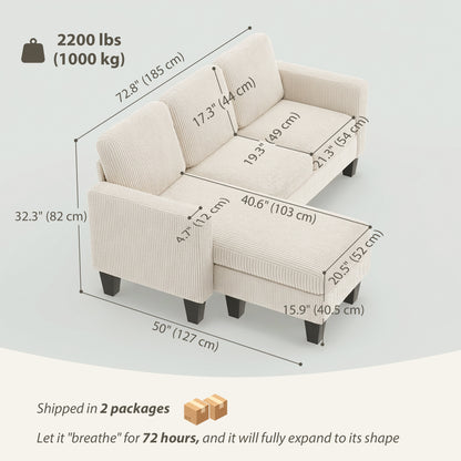 Sofa sectionnel en L avec chaise longue ou pouf