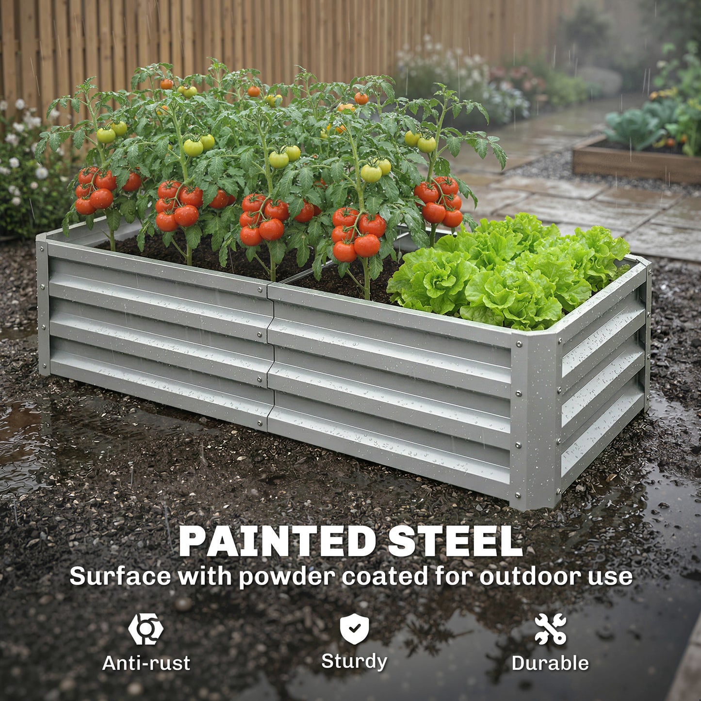 Jardinière surélevée galvanisée acier 120x60x30cm