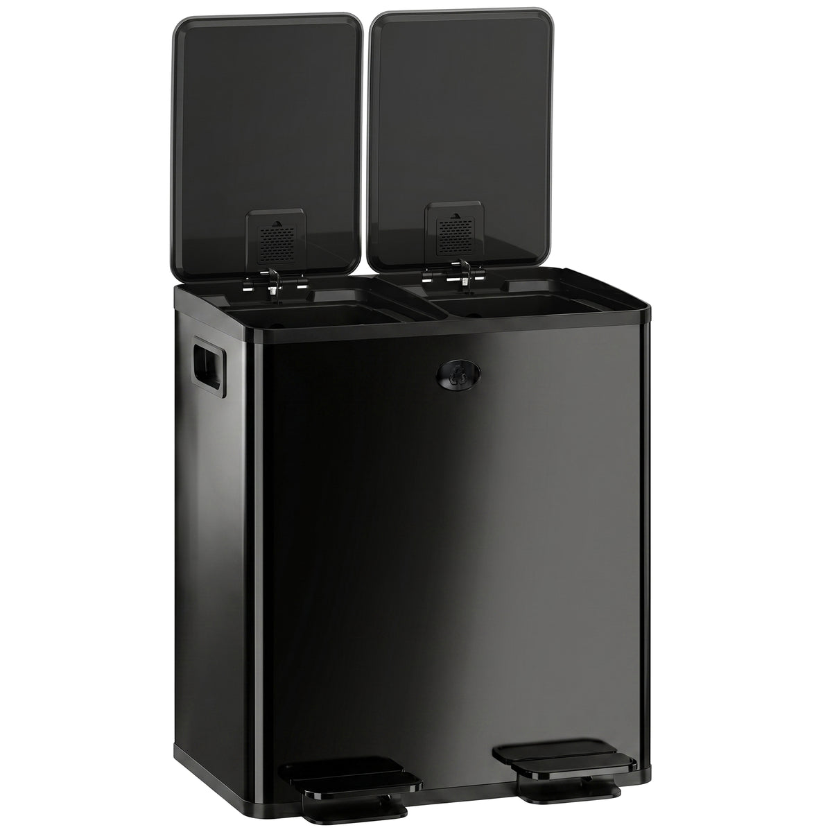 Poubelle double inox à pédale fermeture douce