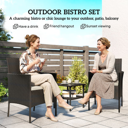 Ensemble bistrot 3 pièces rotin avec table verre — kaki