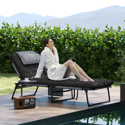 Chaise longue pliante 4 positions avec coussin