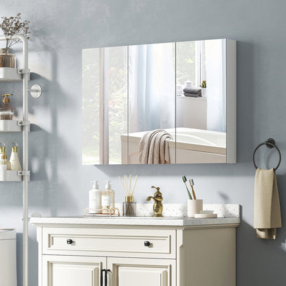 Armoire de salle de bain trois miroirs avec rangement