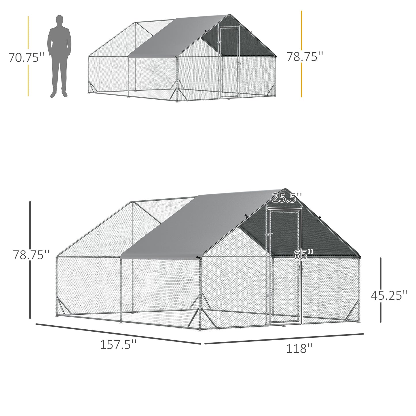 Enclos pour poules extérieur avec toit 3,0 x 4,0 x 2,0 m