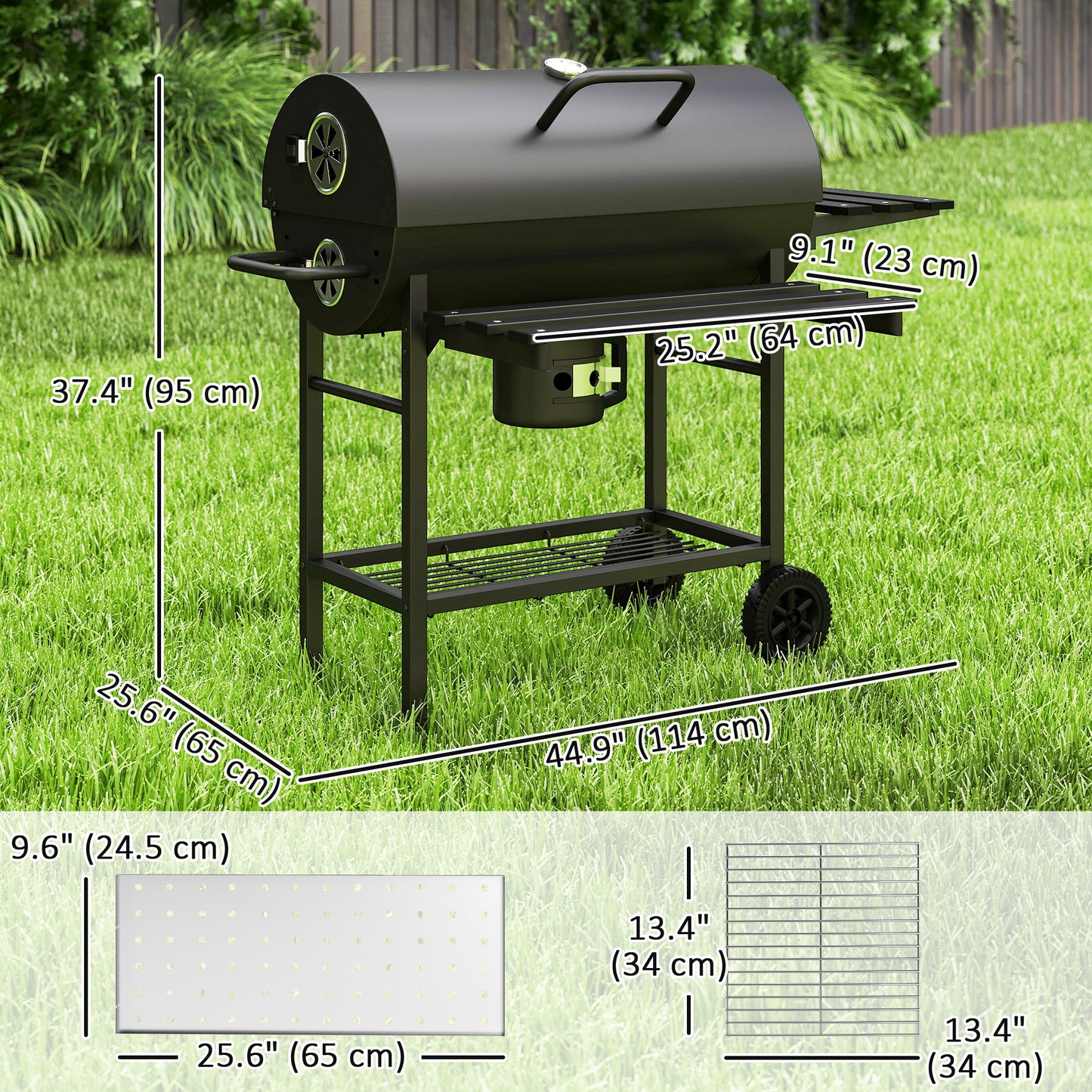 Barbecue au charbon 74 cm avec table pliante