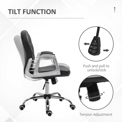 Chaise de bureau capitonnée cuir synthétique cristaux décoratifs