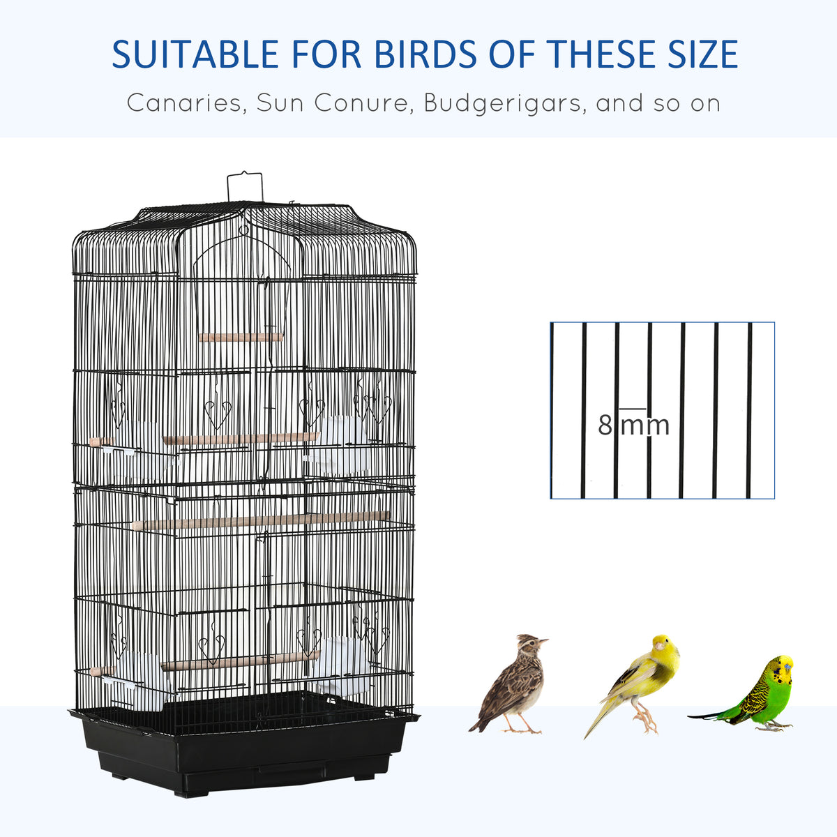 Cage à oiseaux vol libre 2 portes avec perchoirs