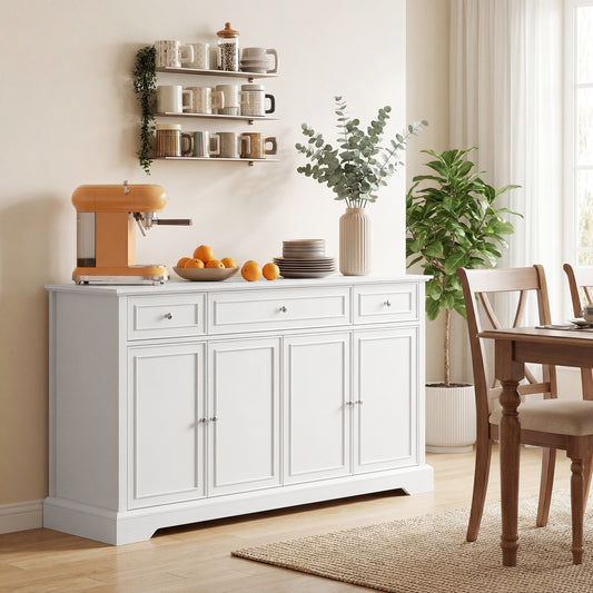 Buffet bahut portes soft-close 3 tiroirs 137 cm