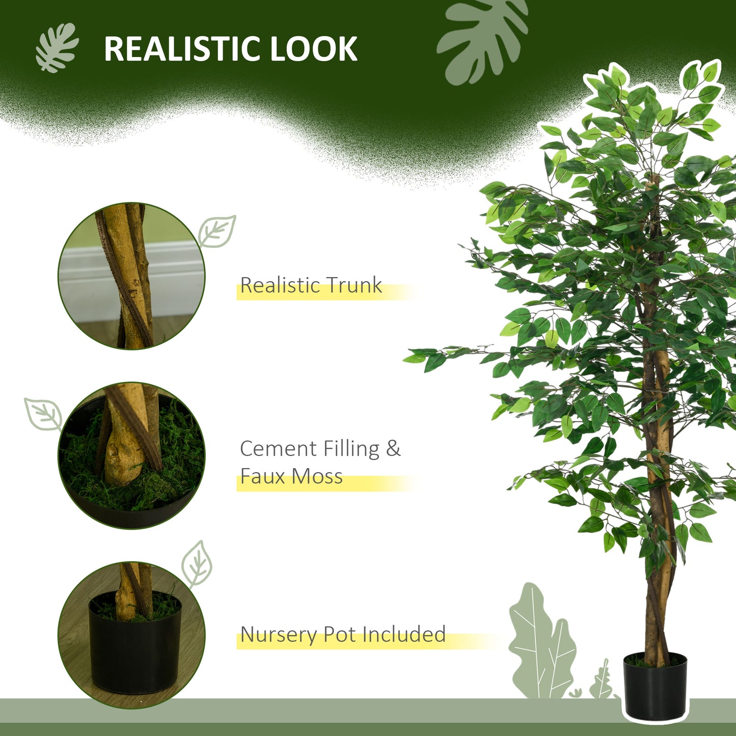 Arbre artificiel ficus 152 cm plante décorative avec pot