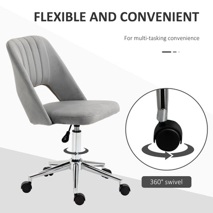 Chaise de bureau mi-hauteur velours forme festonnée pivotante