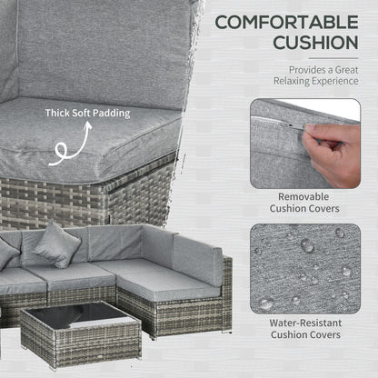 Outsunny 7-Piece Sectional Sofa Set - Brown & Beige Rattan