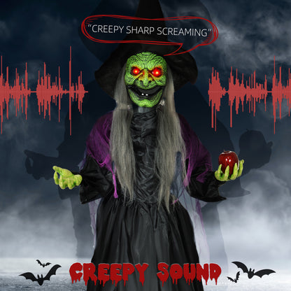 Sorcière animatronique grandeur nature Halloween sonore