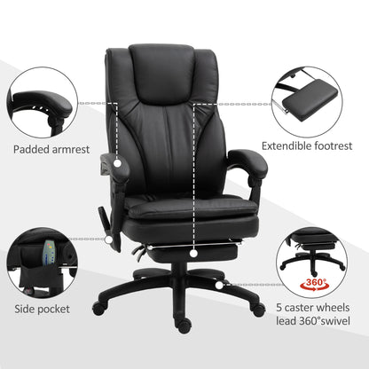 Chaise de bureau massante inclinable avec repose-pieds