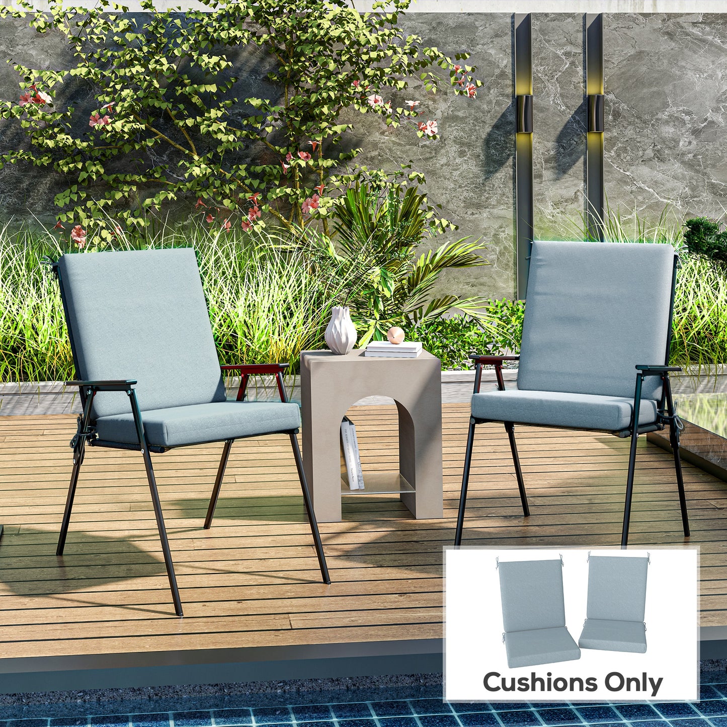 Coussins de chaise de patio avec dossier, lot de 2