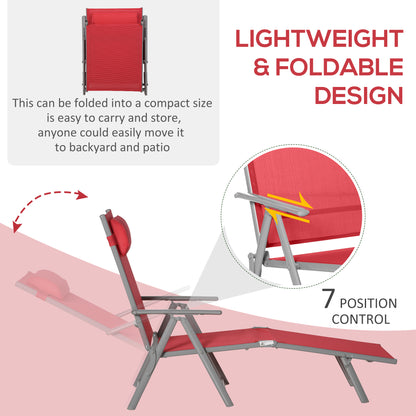 Chaise longue pliante réglable en acier — 7 positions