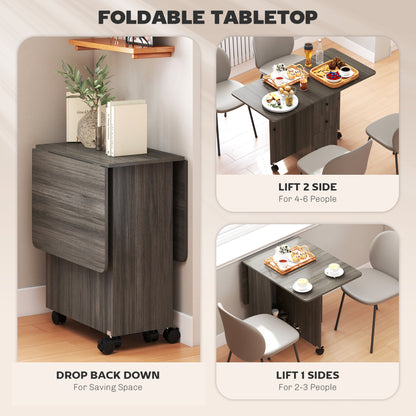 Table à manger pliante escamotable avec rangement à roulettes