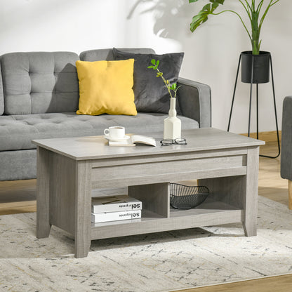 Table à café avec plateau relevable et rangement caché