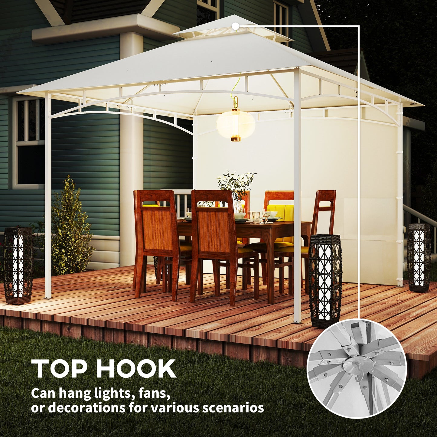 Gazébo patio double toit 3 x 3 m avec rangement