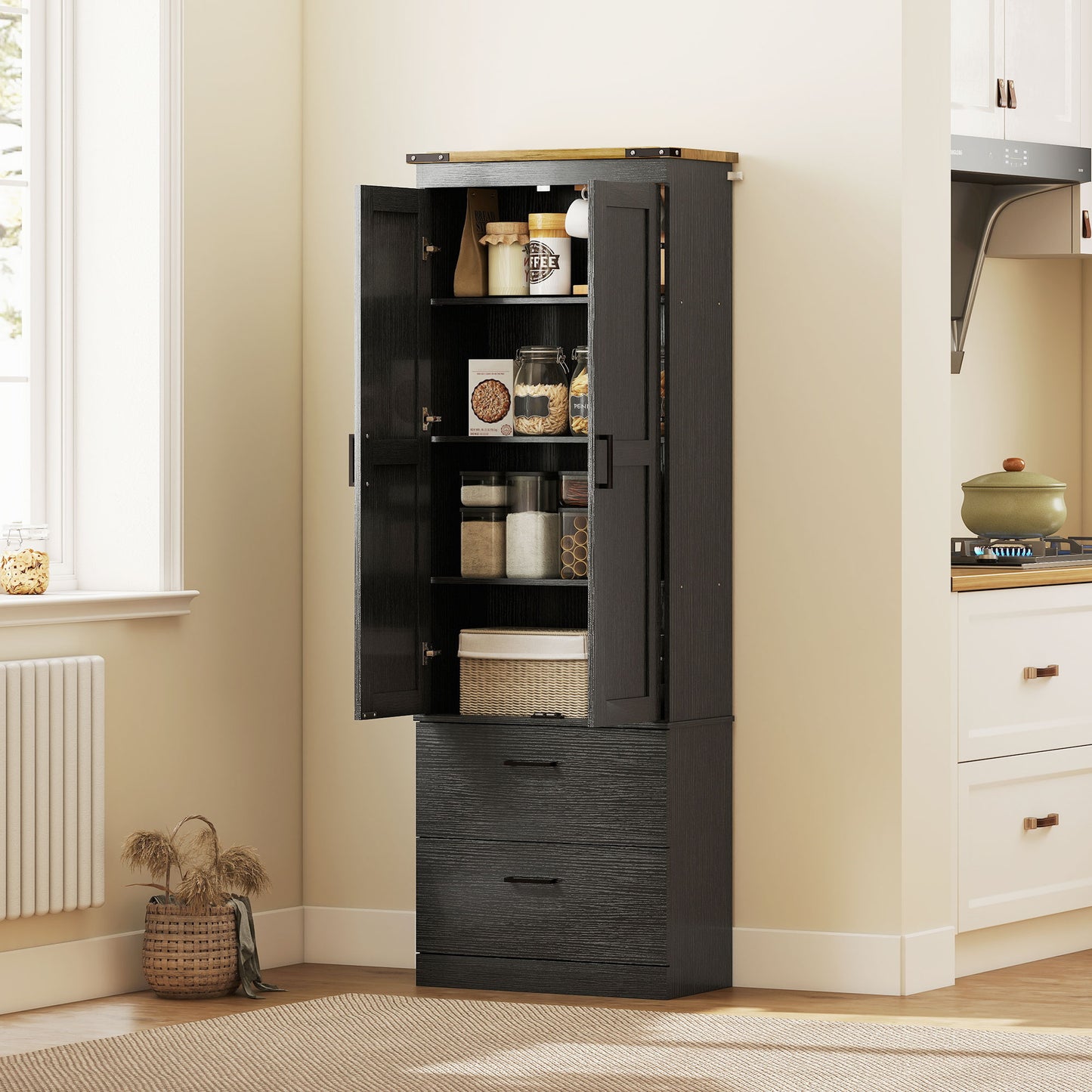 Armoire de cuisine haute 4 niveaux avec tiroirs