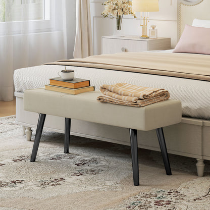 Banc de lit capitonné velours — pieds en acier