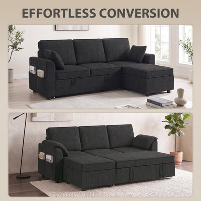 Divan-lit sectionnel réversible avec rangement