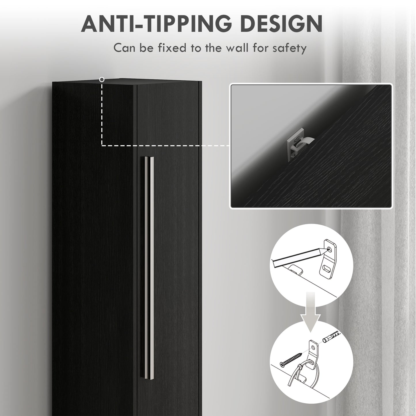 Armoire de salle de bain haute avec tablettes ajustables