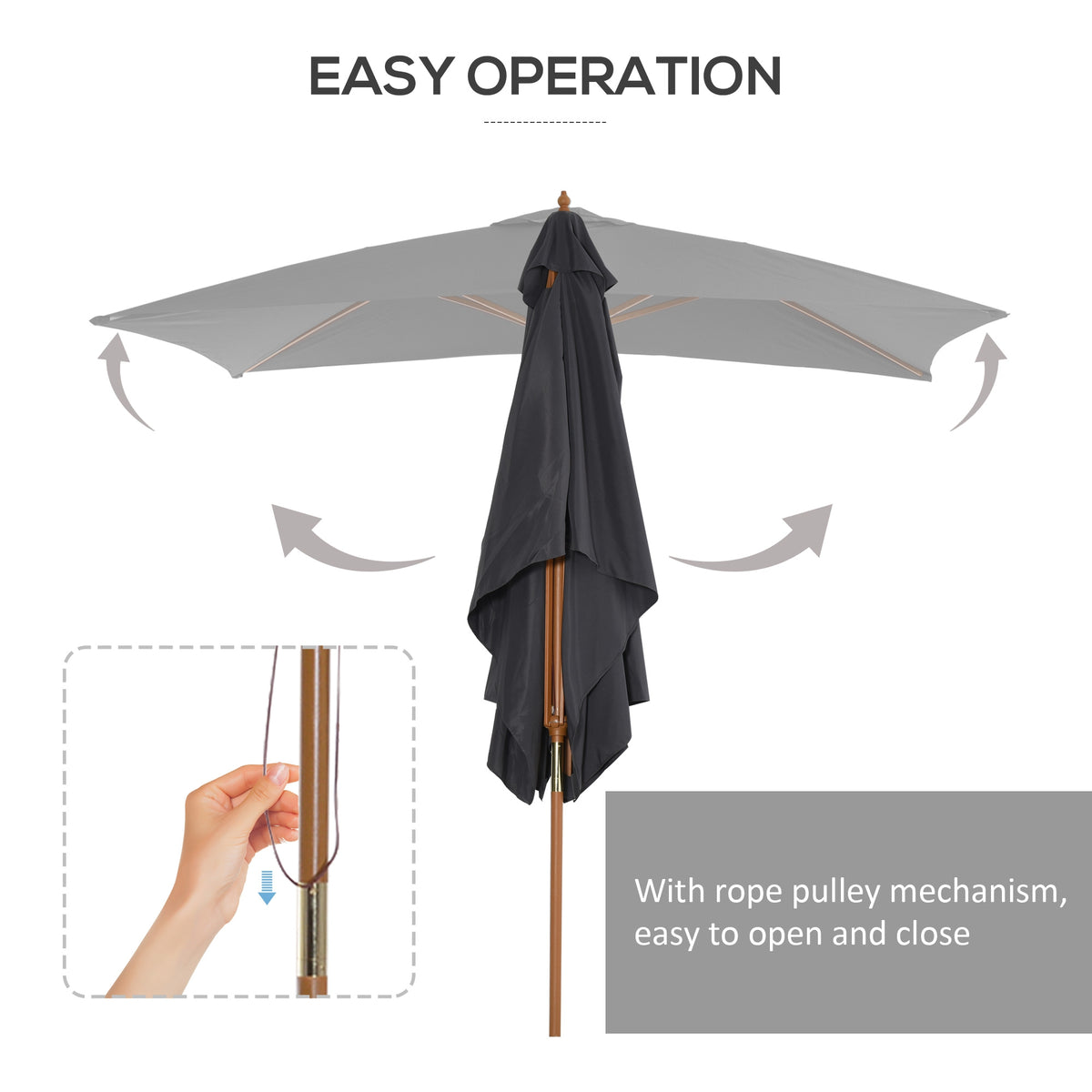 Parasol rectangulaire bambou 213 x 305 cm