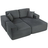 Sofa sectionnel modulaire 2-en-1 forme L en velours côtelé