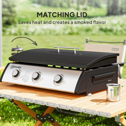 BBQ au propane 3 brûleurs avec plancha antiadhésive