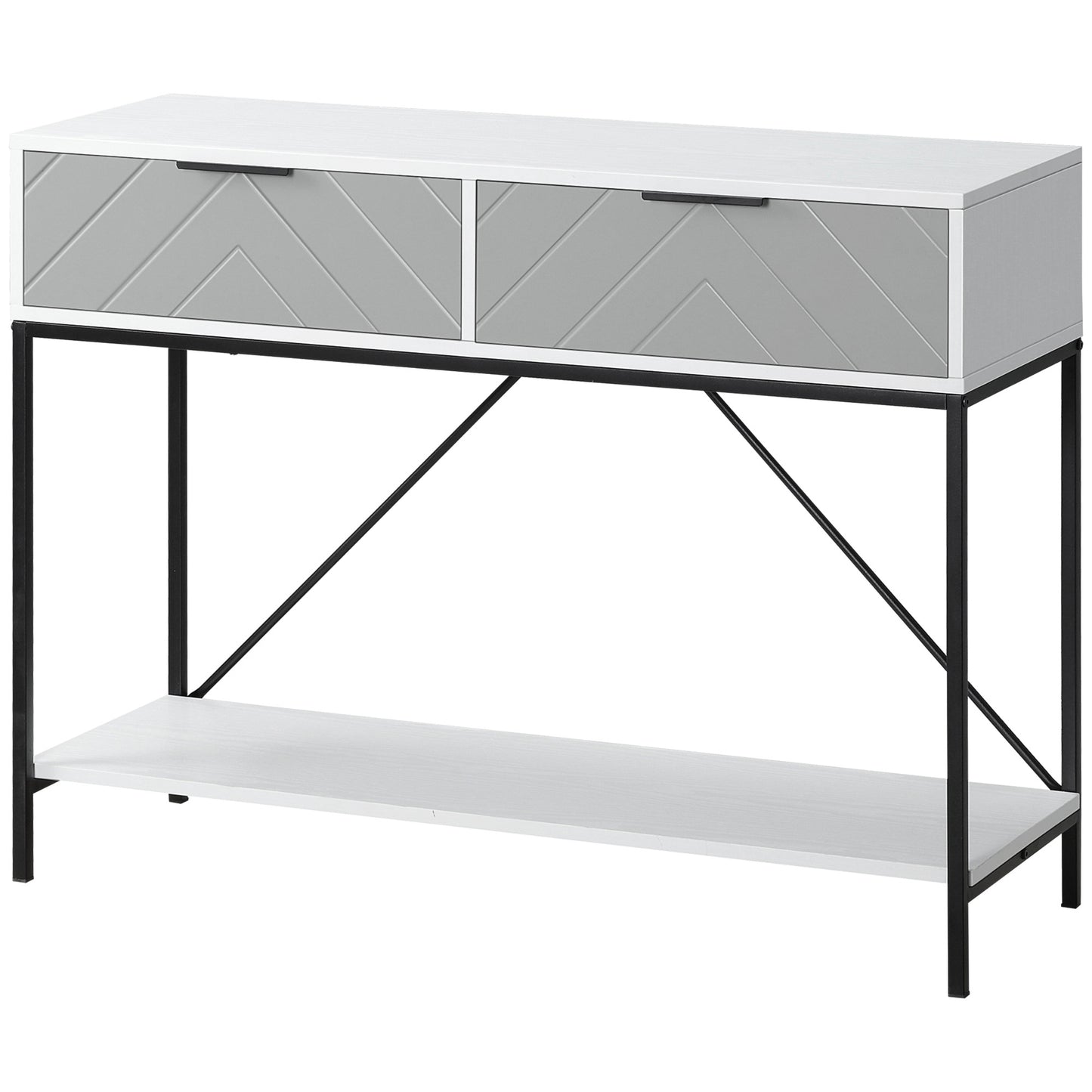 Table console 2 tiroirs avec tablette de rangement
