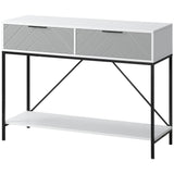 Table console 2 tiroirs avec tablette de rangement
