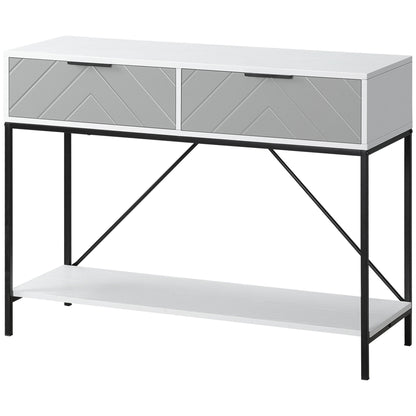 Table console 2 tiroirs avec tablette de rangement