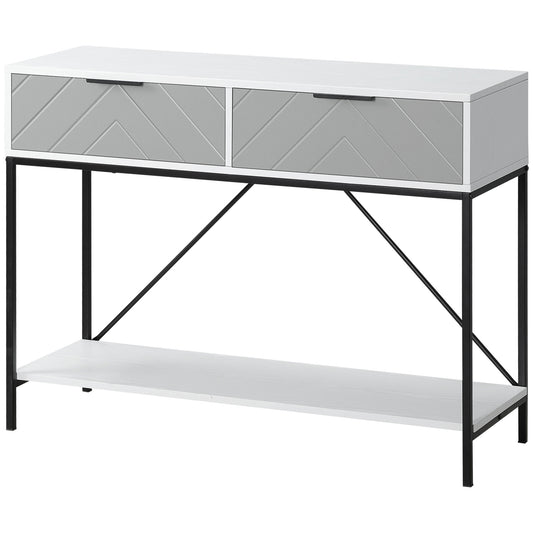 Table console 2 tiroirs avec tablette de rangement