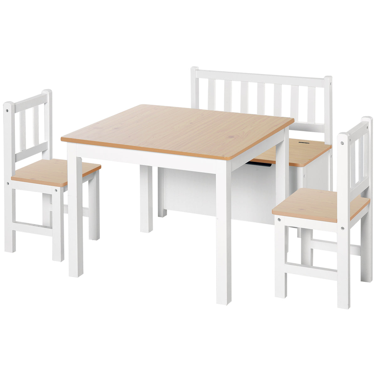 Ensemble table et chaises pour enfants en bois — Lot de 4