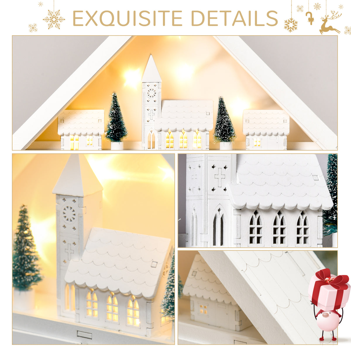 Calendrier de l'Avent Noël lumineux bois 24 jours