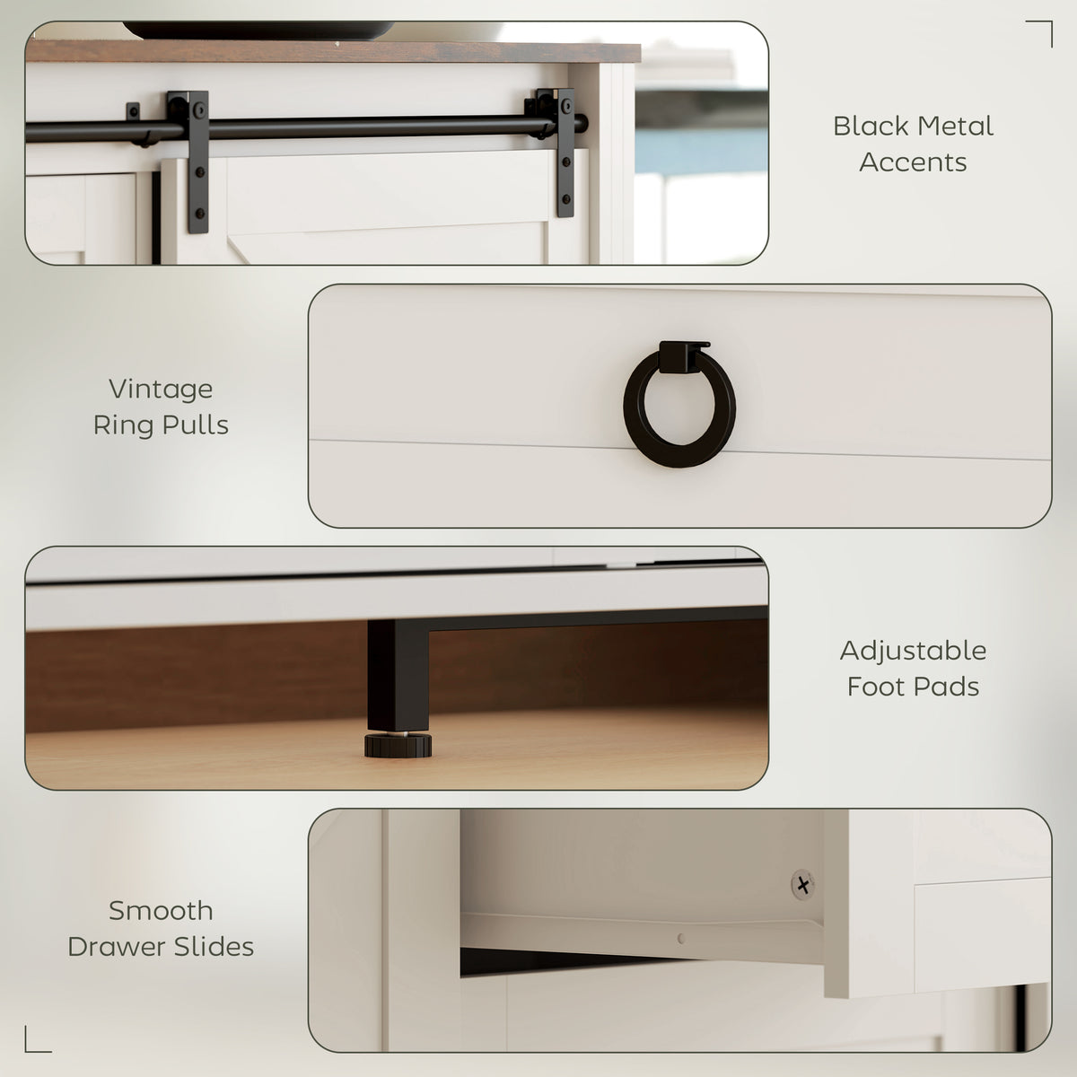 Meuble de buffet style fermette portes coulissantes 152 cm