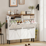 Armoire à chaussures 4 tiroirs abattants style fermette