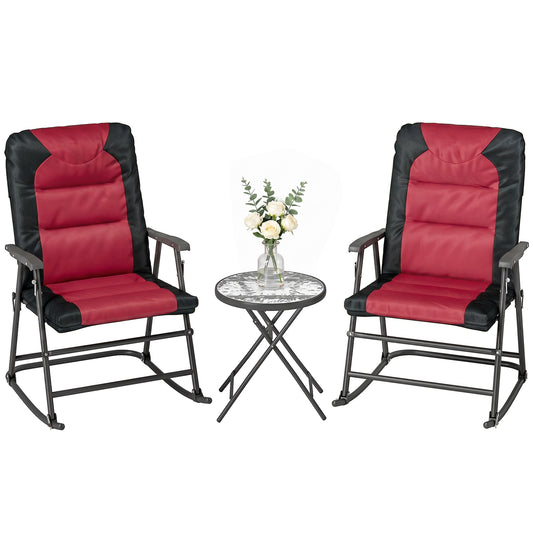 Ensemble Fauteuil Bascule 3 Pièces Pliable — Gris