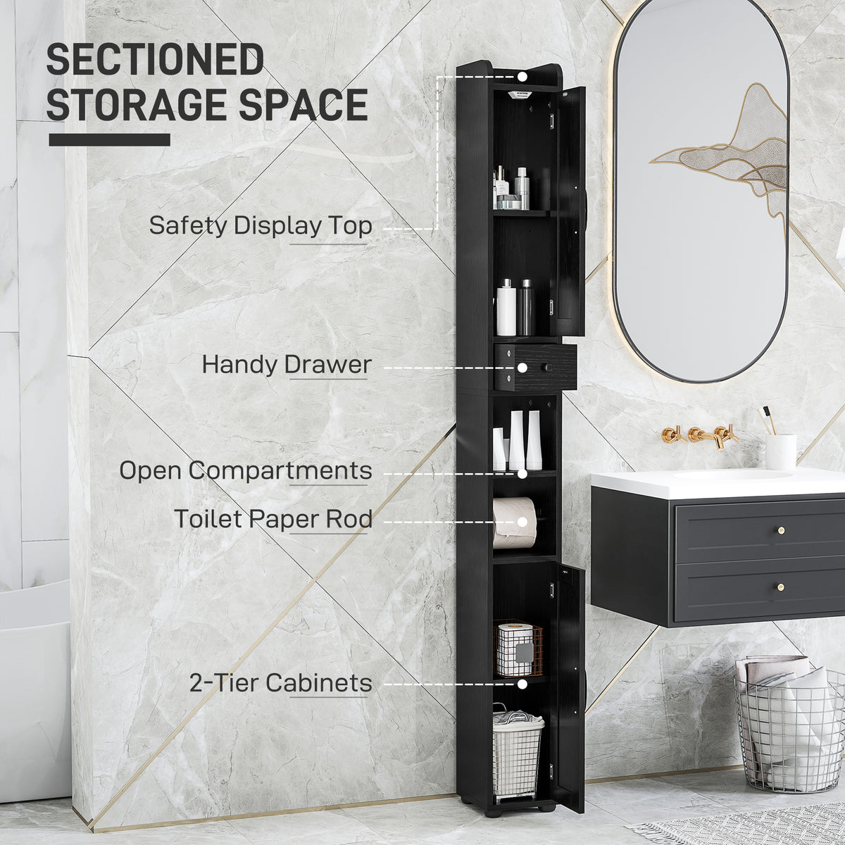 Meuble de salle de bain étroit style champêtre