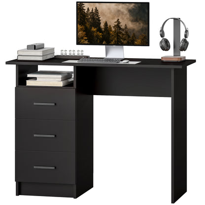 Bureau d'ordinateur avec 3 tiroirs et tablette ouverte