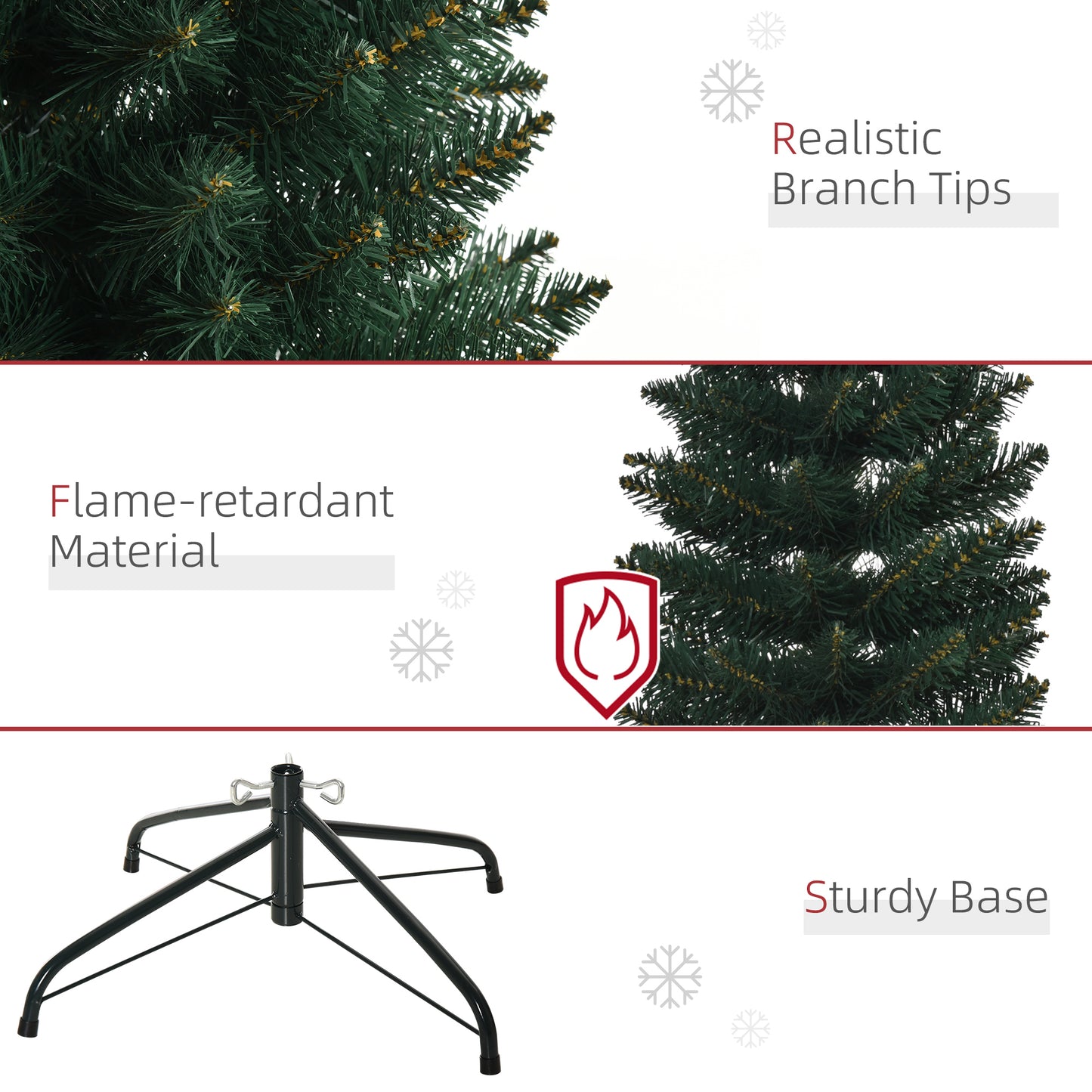 Sapin de Noël artificiel mince 6 pi avec socle pliant