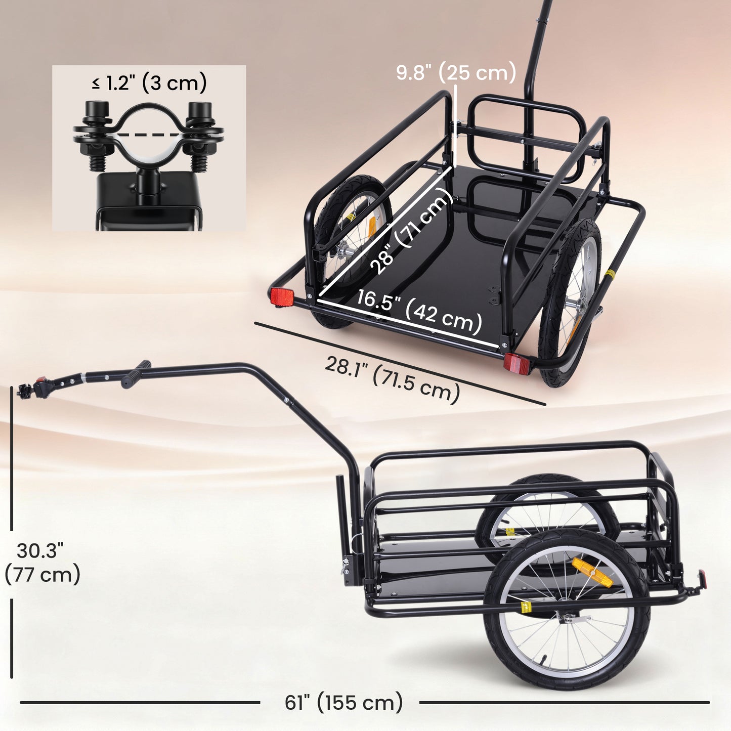 Remorque cargo vélo pliable à attelage universel